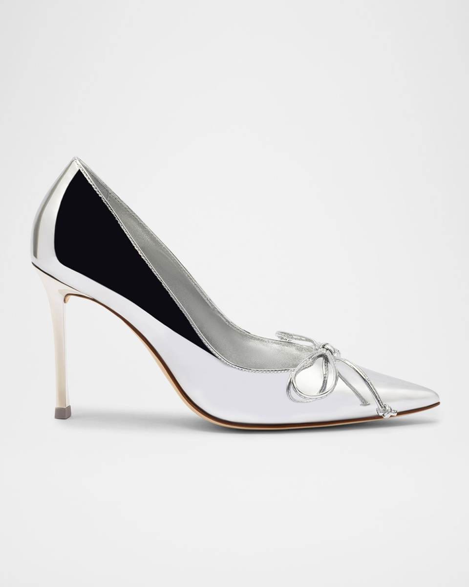 Linda Patent Bow Stiletto Pumps